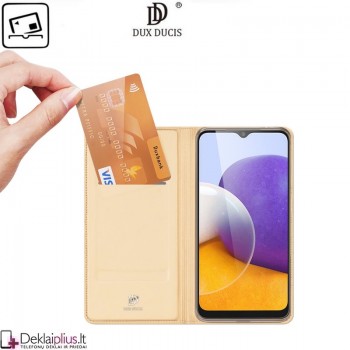 Dux Ducis dirbtinės odos atverčiamas dėklas - auksinės spalvos (telefonui Samsung A22/A22 4G)
